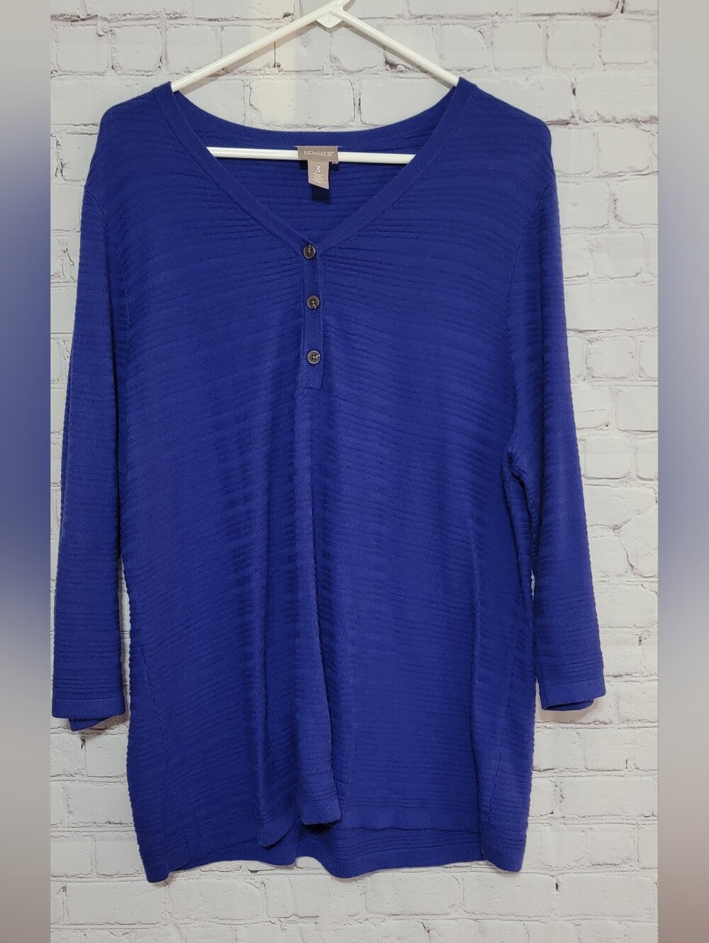 Chico's Royal Blue V-Neck Button Front Tunic Top Size 3 (XL)
